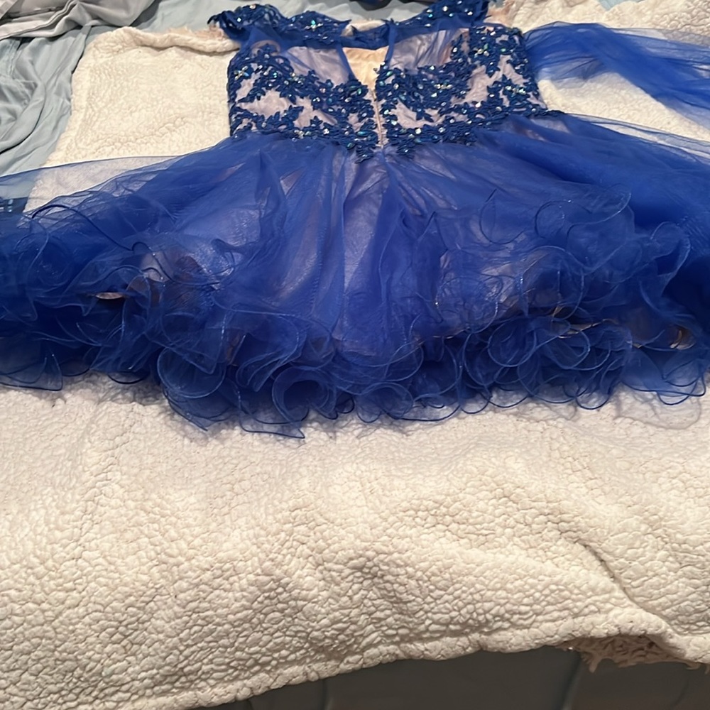 Blue Cocktail Homecoming Dress - Picture 7 of 8